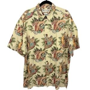 Robert Stock Men's Hawaiian‎ Print Button Up Shirt Size XL